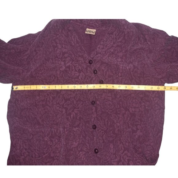 URU Jacket Textured Embossed Silk Tunic Travelers Coat Buttons Pockets L XL - Picture 7 of 8